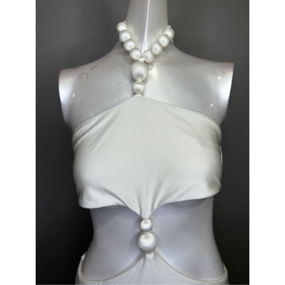 NWOT Cult Gaia Caitriona Beaded One Piece Swimsuit White Size Small $358 - Picture 4 of 9